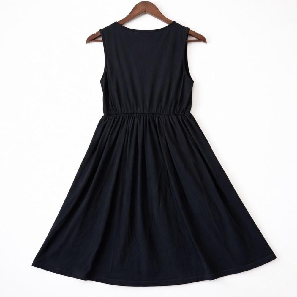 Black gloomy burry babydoll‎ dress with pink embroidery size large 32"L 29" - Picture 5 of 5